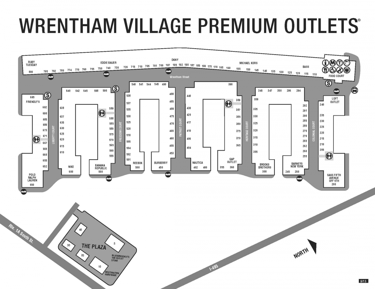 33 Wrentham Outlets Store Map Maps Database Source